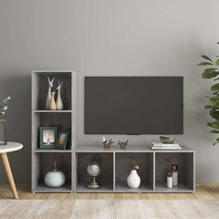 2 Piece TV Cabinet Set 107x35x37 cm Engineered Wood Concrete grey