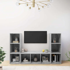3 Piece TV Cabinet Set 107x35x37 cm Engineered Wood Concrete grey