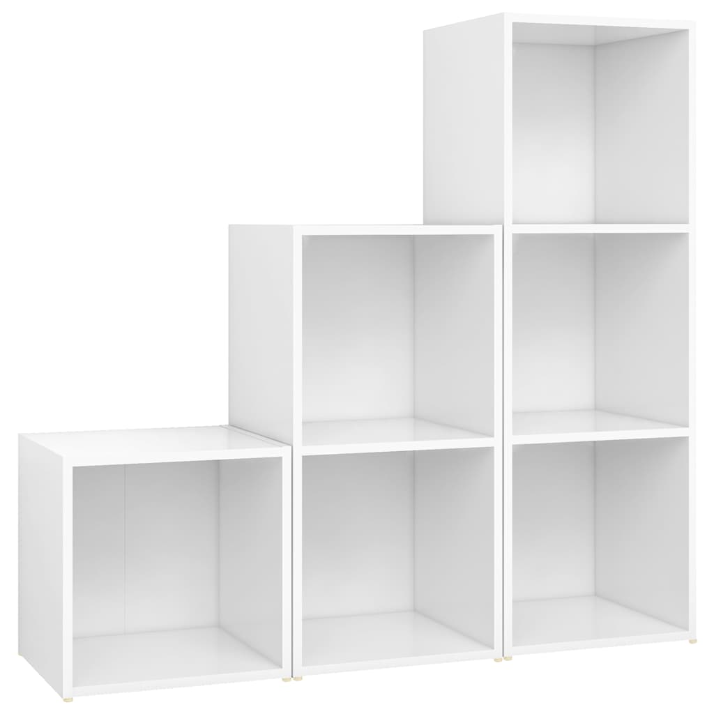 vidaXL 3 Piece TV Cabinet Set White Engineered Wood 2