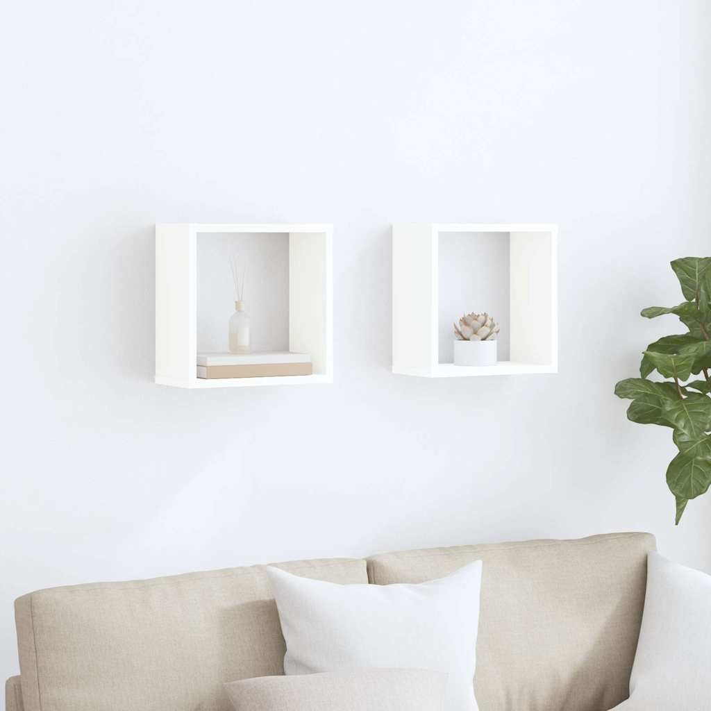 vidaXL Cube Shelf | Set of 2 | White | Engineered wood | 30 x 15 x 30 cm 3