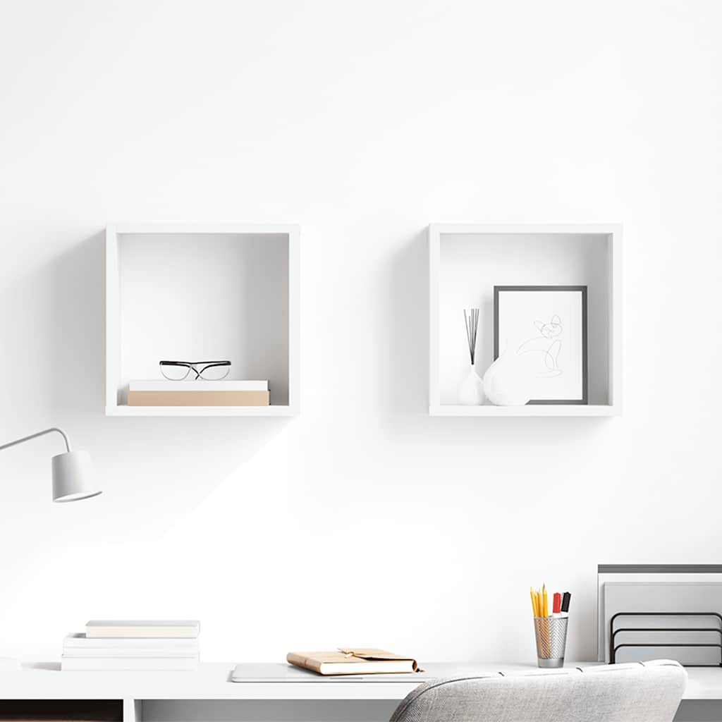 vidaXL Cube Shelf | Set of 2 | White | Engineered wood | 30 x 15 x 30 cm 1