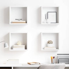 vidaXL Cube Shelf | Set of 4 | White | Engineered wood | Wall mounting 1