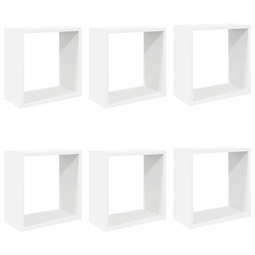 Wall Cube Shelves 6 pcs Height 30 cm White