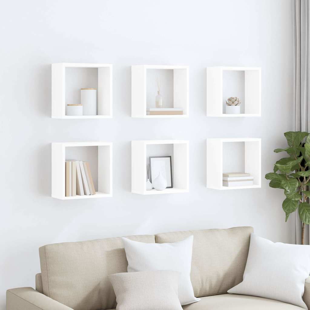 Wall Cube Shelves 6 pcs Height 30 cm White