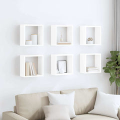 Wall Cube Shelves 6 pcs Height 30 cm White