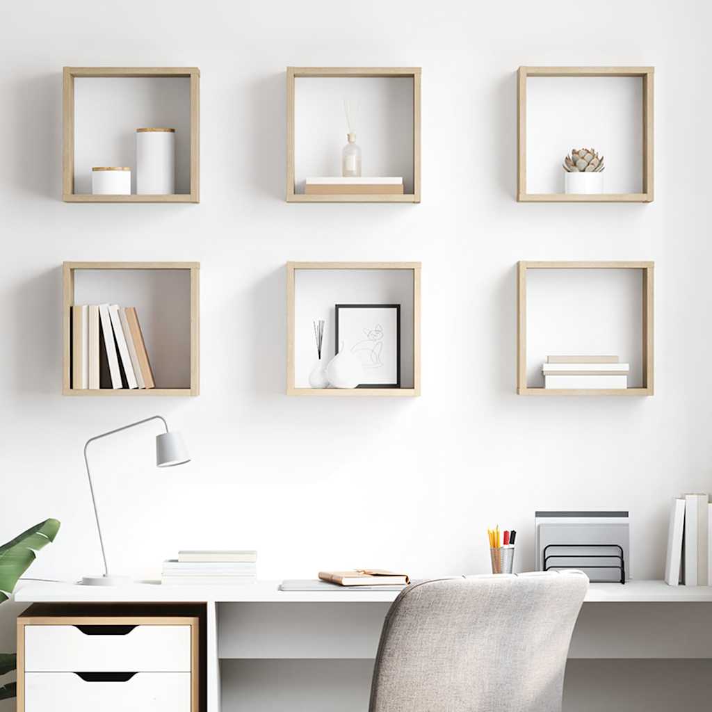 Wall Cube Shelves 6 pcs Height 30 cm Sonoma oak