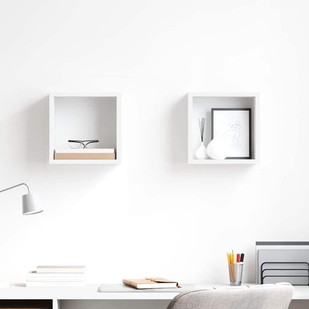 vidaXL Wall Cube Shelves 2 pcs White 26x15x26 cm 1