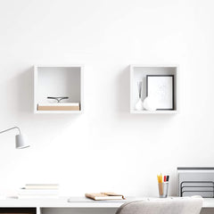 vidaXL Wall Cube Shelves 2 pcs White 26x15x26 cm 1