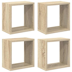 vidaXL Cube Shelf | Set of 4 | Sonoma Oak | Engineered Wood | Small | Cube Shelf 2