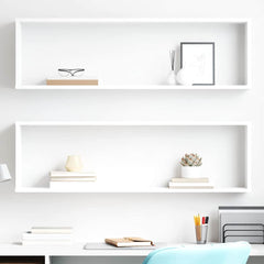 vidaXL Wall Cube Shelf 2 pcs White 100x15x30 cm Engineered Wood 1