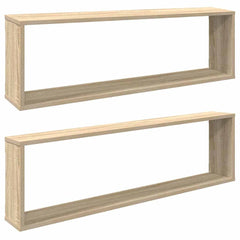 vidaXL Wall Cube Shelf 2 pcs Sonoma Oak 100x15x30 cm Engineered Wood 2