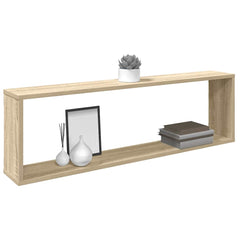 vidaXL Wall Cube Shelf 2 pcs Sonoma Oak 100x15x30 cm Engineered Wood 4