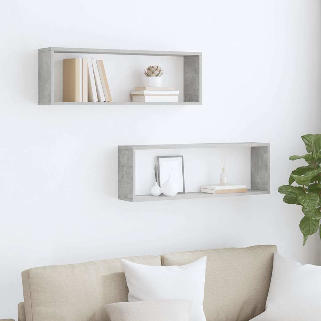 vidaXL Wall Shelf | Set of 2 | Concrete Grey | Engineered Wood | Medium 3