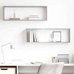 vidaXL Wall Shelf | Set of 2 | Concrete Grey | Engineered Wood | Medium 1