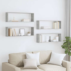 vidaXL Wall Shelf | Set of 4 | Concrete grey | Engineered wood | 80x15x26.5 cm 3