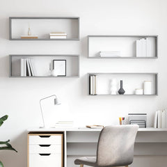 vidaXL Wall Shelf | Set of 4 | Concrete grey | Engineered wood | 80x15x26.5 cm 1