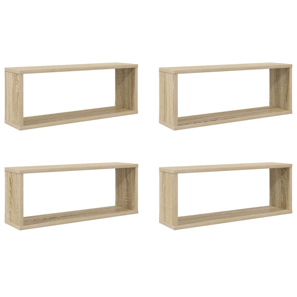 vidaXL Wall Cube Shelf 4 pcs Sonoma Oak 60x15x23 cm Engineered Wood 2