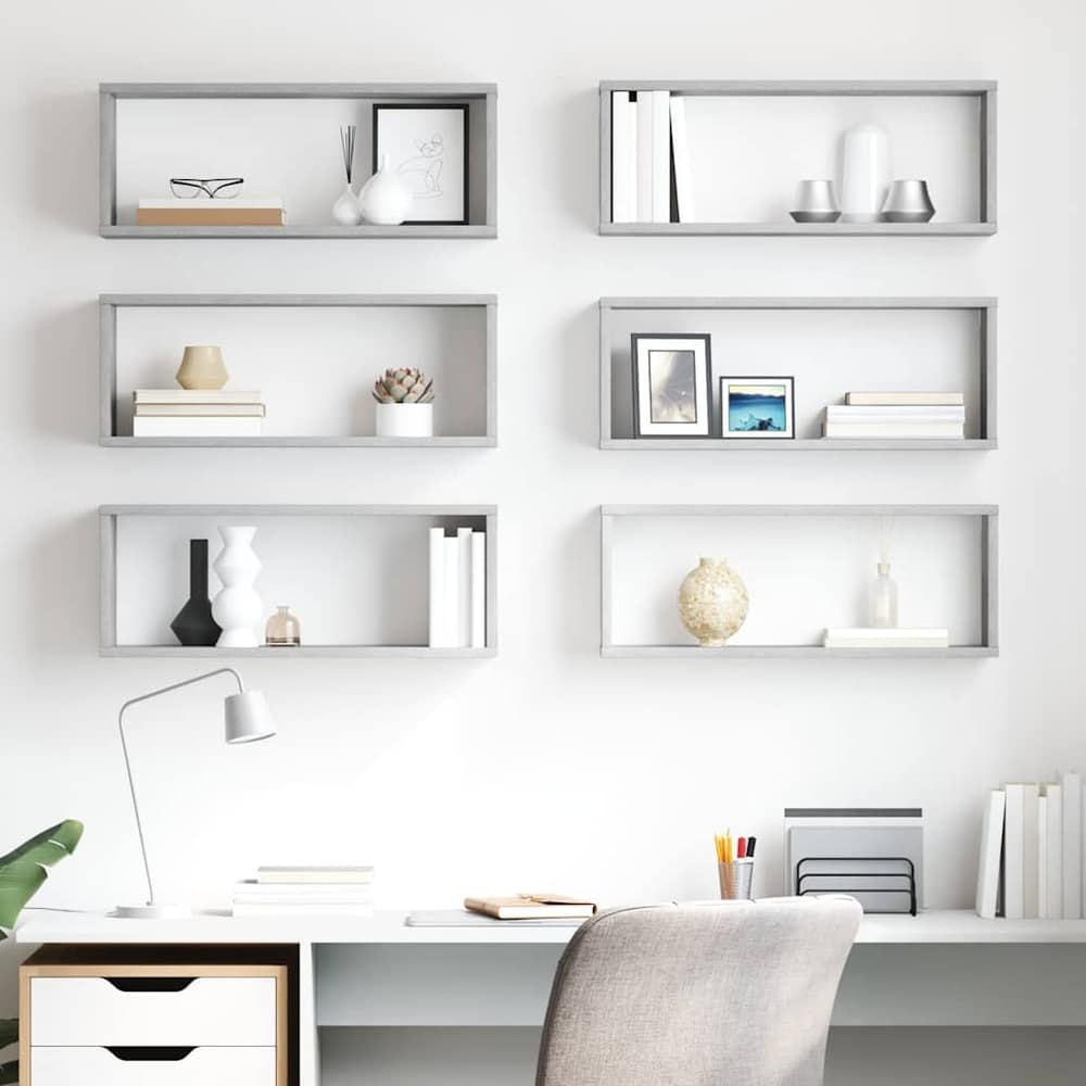 Wall Cube Shelves 60x15x23 cm Engineered Wood 6 pcs Concrete grey
