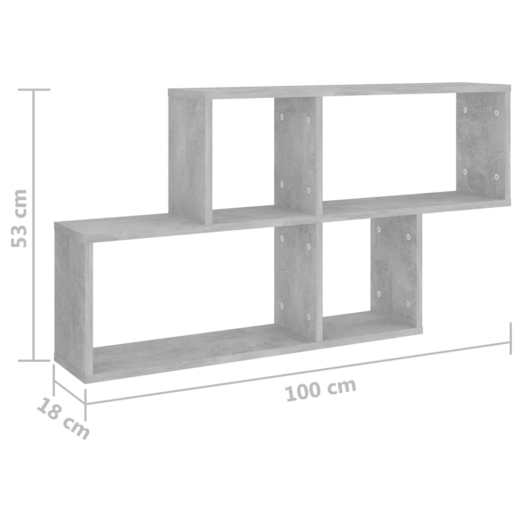 vidaXL Wall Shelf Concrete Grey 100x18x53 cm Engineered Wood 6