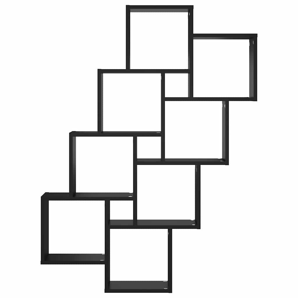 vidaXL Wall Shelf | Black | Engineered Wood | 90x15x119 cm | Wall Shelf 4