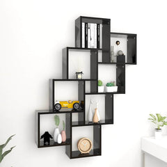 vidaXL Wall Shelf | Black | Engineered Wood | 90x15x119 cm | Wall Shelf 1