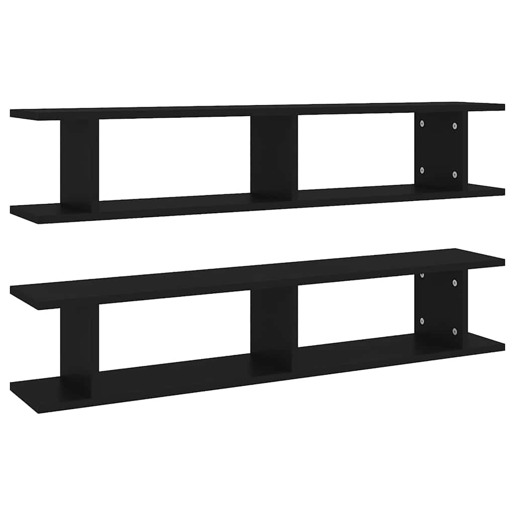 vidaXL Wall Shelf | Set of 2 | Black | Engineered wood | Wall Shelf 2
