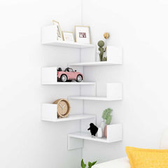 807224 vidaXL Wall Corner Shelves 2 pcs White 40x40x50 cm Engineered Wood 1