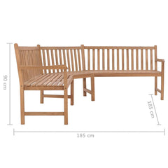 vidaXL Garden Corner Bench 185x185x90 cm Solid Teak Wood 6