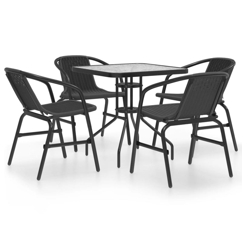 5 Piece Garden Dining Set Black