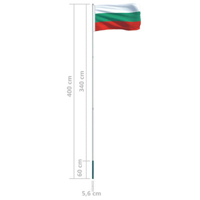 Bulgaria Flag and Pole Aluminium 4 m