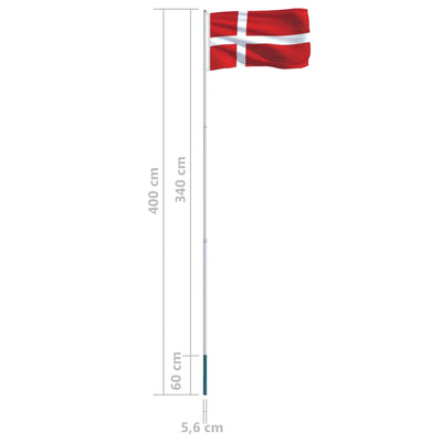 Denmark Flag and Pole Aluminium 4 m