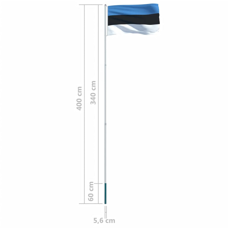 Estonia Flag and Pole Aluminium 4 m