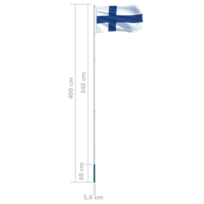 Finland Flag and Pole Aluminium 4 m