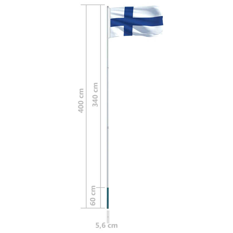 Finland Flag and Pole Aluminium 4 m