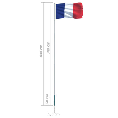 France Flag and Pole Aluminium 4 m