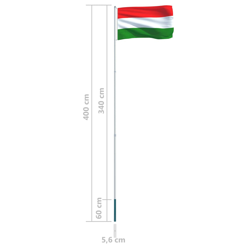 Hungary Flag and Pole Aluminium 4 m