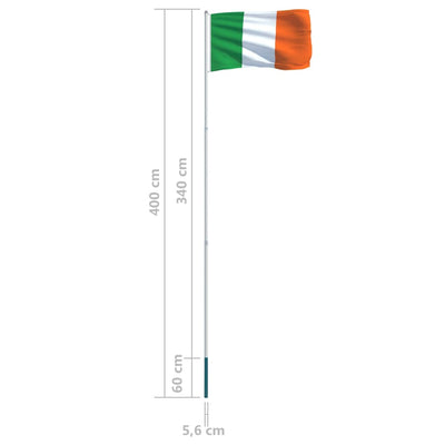 Ireland Flag and Pole Aluminium 4 m