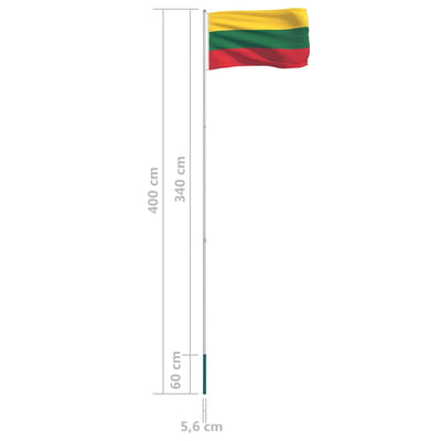 Lithuania Flag and Pole Aluminium 4 m