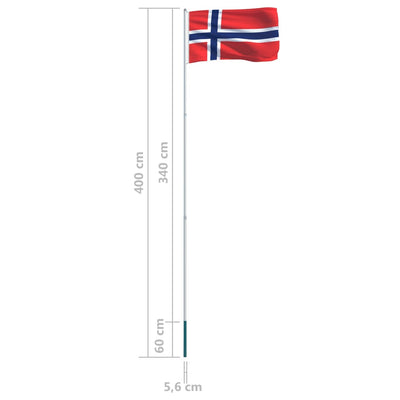 Norway Flag and Pole Aluminium 4 m