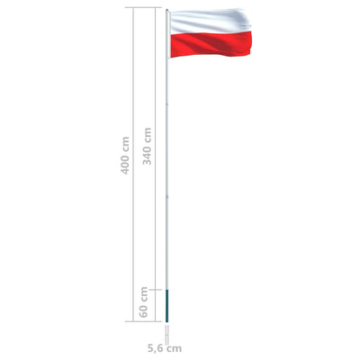 Poland Flag and Pole Aluminium 4 m