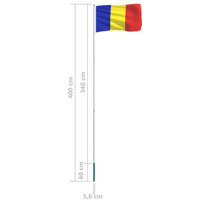 Romania Flag and Pole Aluminium 4 m