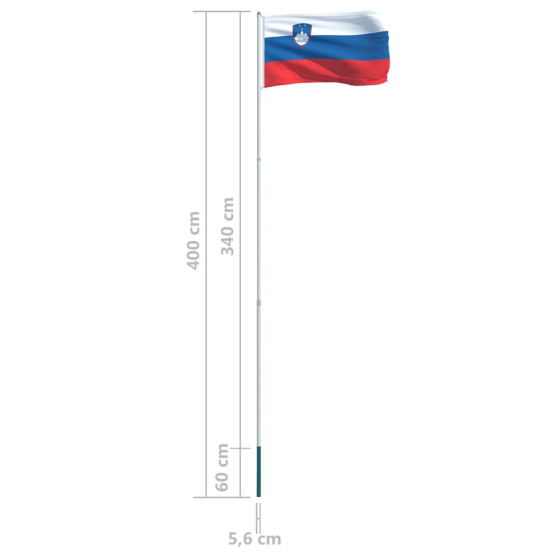 Slovenia Flag and Pole Aluminium 4 m