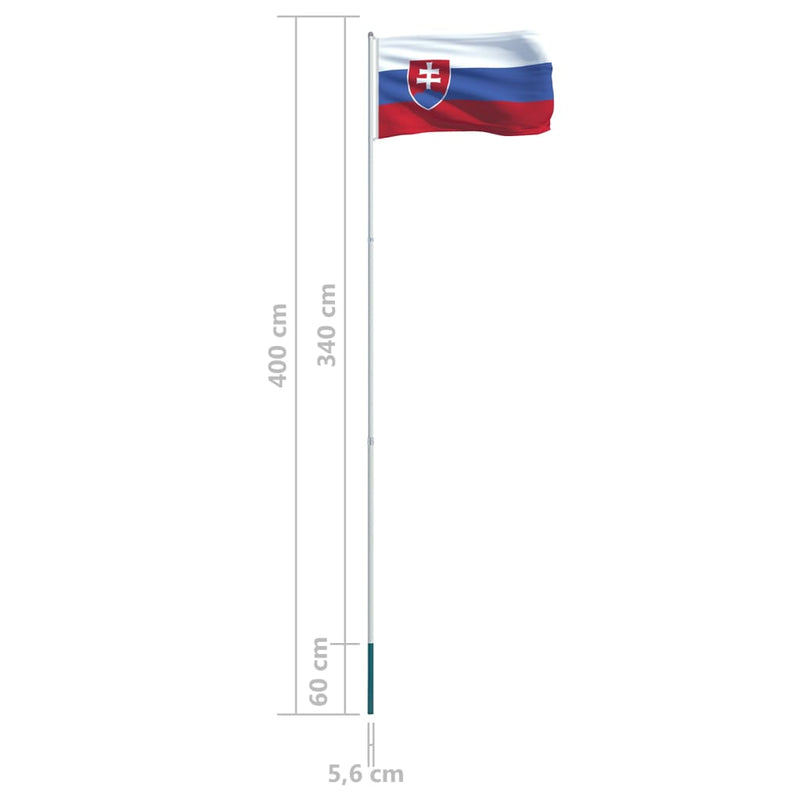 Slovakia Flag and Pole Aluminium 4 m