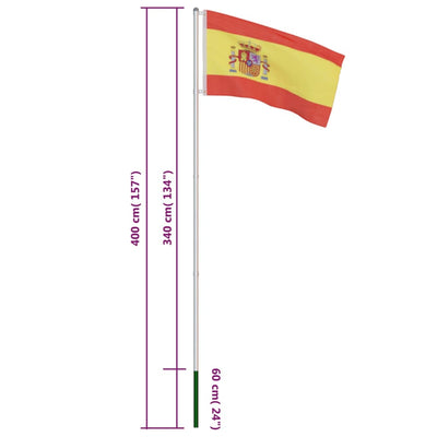 Spain Flag and Pole Aluminium 4 m