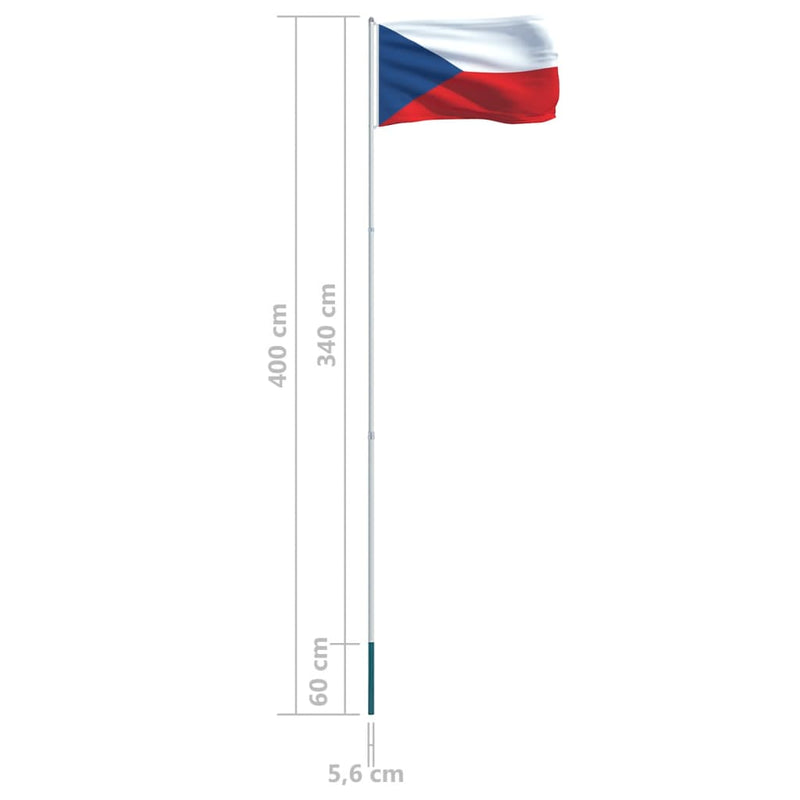 Czech Flag and Pole Aluminium 4 m