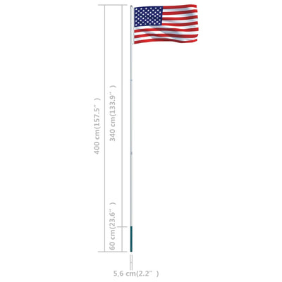 US Flag and Pole Aluminium 4 m