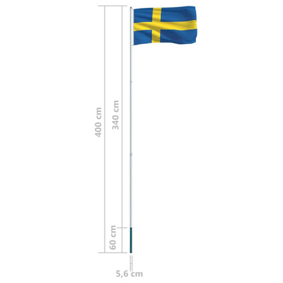 Sweden Flag and Pole Aluminium 4 m