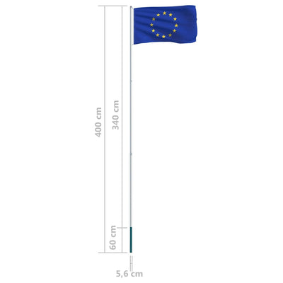 Europe Flag and Pole Aluminium 4 m