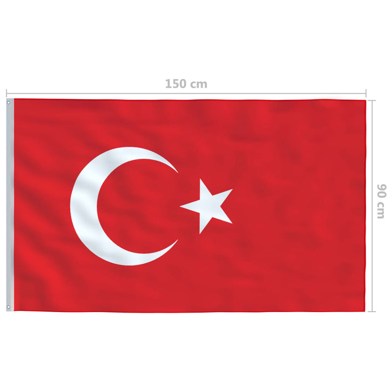 Turkey Flag and Pole Aluminium 4 m