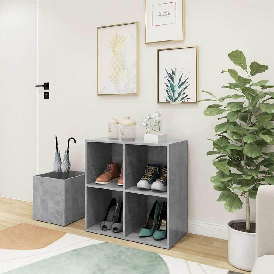 Hall Shoe Cabinet Engineered Wood in Concrete Grey